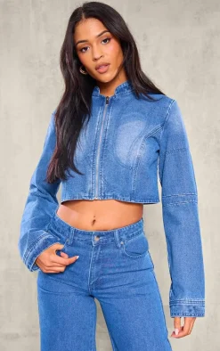 Best PrettyLittleThing Tall Zip Up Jacket Vintage Wash