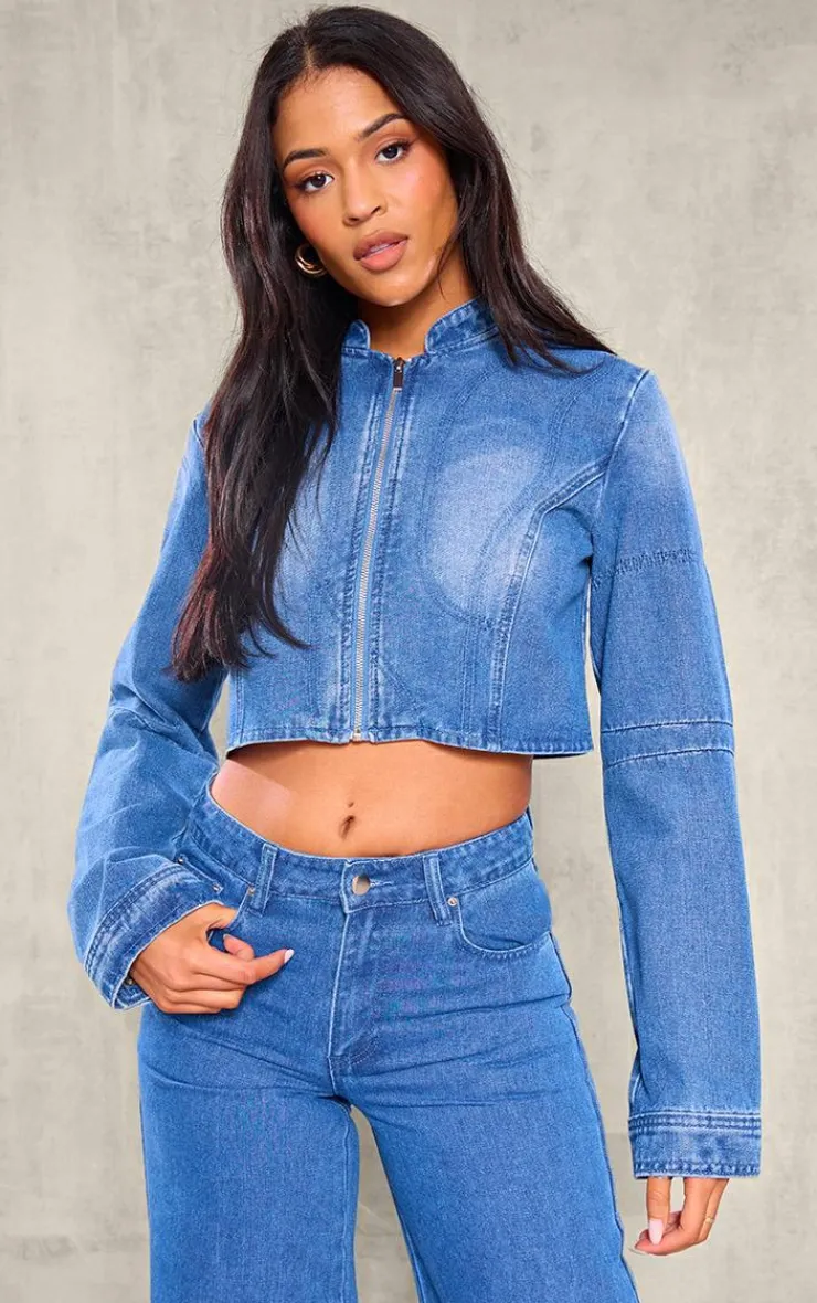 Best PrettyLittleThing Tall Zip Up Jacket Vintage Wash