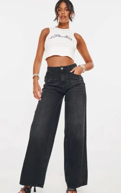 PrettyLittleThing Christmas Shop*Tall Mid Rise Extreme Wide Leg Jeans
