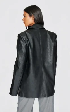 PrettyLittleThing Faux Leather Jackets*Tall Textured Faux Leather Blazer