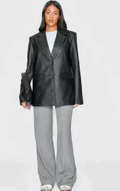 PrettyLittleThing Faux Leather Jackets*Tall Textured Faux Leather Blazer