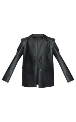 PrettyLittleThing Faux Leather Jackets*Tall Textured Faux Leather Blazer
