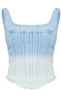 PrettyLittleThing Corsets*Tall Frayed Hem Denim Corset Top
