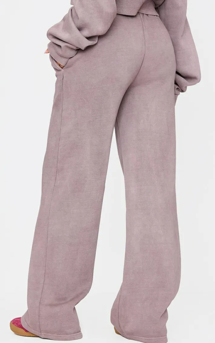 Tall Washed Brown Drawstring Wide Leg Sweatpants