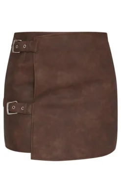 Tall Faux Leather Buckle Detail Mini Skirt-PrettyLittleThing Outlet