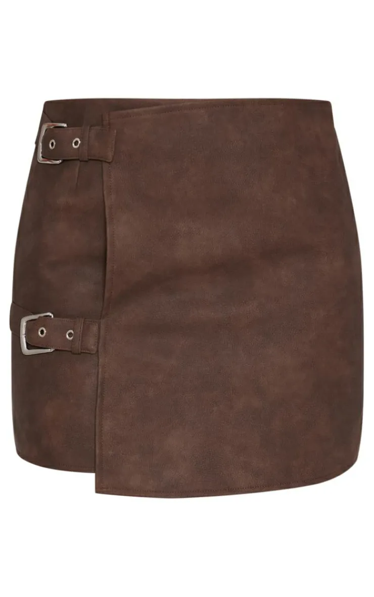 Tall Faux Leather Buckle Detail Mini Skirt-PrettyLittleThing Outlet