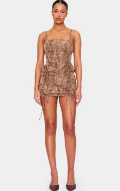 Best PrettyLittleThing Tall Lace Up Side Mini Skirt Washed Brown