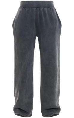 Discount PrettyLittleThing Tall High Waisted Wide Leg Sweatpants Washed Charcoal