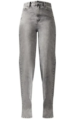 Tall Washed Grey High Waist Split Hem Jeans