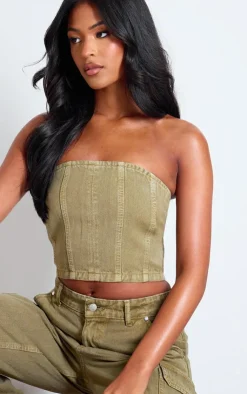 PrettyLittleThing Corsets*Tall Denim Bandeau Corset Top