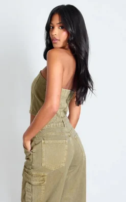 PrettyLittleThing Corsets*Tall Denim Bandeau Corset Top