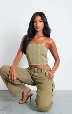 PrettyLittleThing Corsets*Tall Denim Bandeau Corset Top