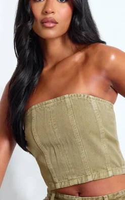 PrettyLittleThing Corsets*Tall Denim Bandeau Corset Top