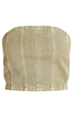 PrettyLittleThing Corsets*Tall Denim Bandeau Corset Top