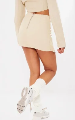 Tall Washed Stone Denim Asymmetrical Mini Skirt