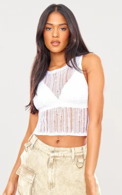 PrettyLittleThing Knitted Tops*Tall Distressed Knit Vest Top
