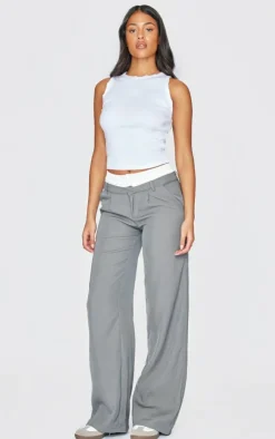PrettyLittleThing Sleeveless Tops*Tall Distressed Racer Neck Crop Top
