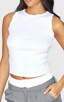 PrettyLittleThing Sleeveless Tops*Tall Distressed Racer Neck Crop Top