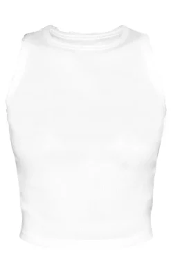 PrettyLittleThing Sleeveless Tops*Tall Distressed Racer Neck Crop Top