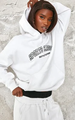 Online PrettyLittleThing Tall Sports Classic Embroidered Oversized Hoodie White