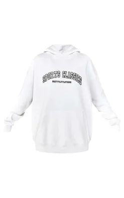 Online PrettyLittleThing Tall Sports Classic Embroidered Oversized Hoodie White