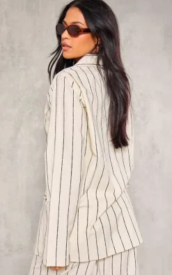 Clearance PrettyLittleThing Tall Stripe Linen Blazer White