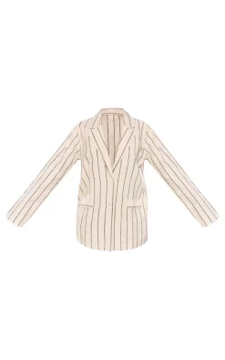 Clearance PrettyLittleThing Tall Stripe Linen Blazer White