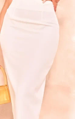 Sale PrettyLittleThing Tall Woven Split Detail Midi Skirt White
