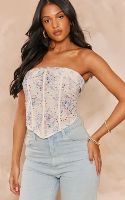 PrettyLittleThing Corsets*Tall Flower Broderie Boned Corset Top