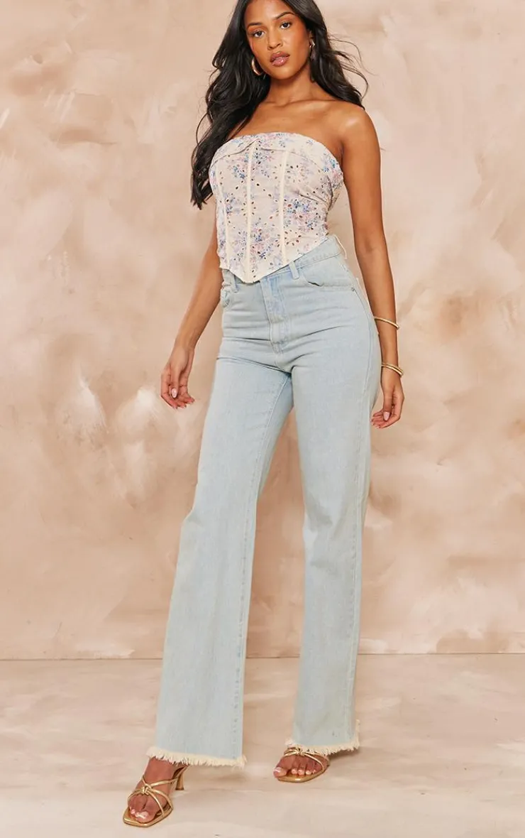 PrettyLittleThing Corsets*Tall Flower Broderie Boned Corset Top