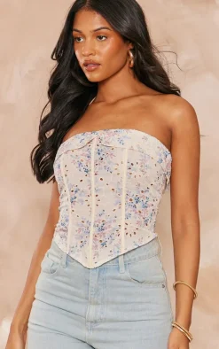 PrettyLittleThing Corsets*Tall Flower Broderie Boned Corset Top