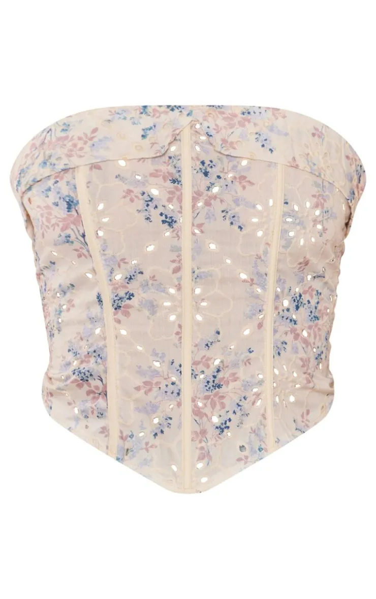 PrettyLittleThing Corsets*Tall Flower Broderie Boned Corset Top