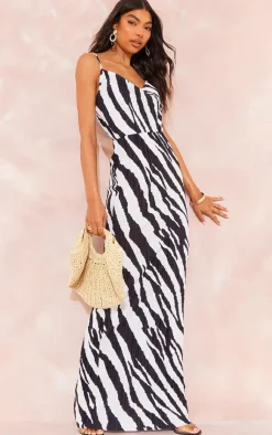Tall Print Plisse Strappy Maxi Dress-PrettyLittleThing Discount