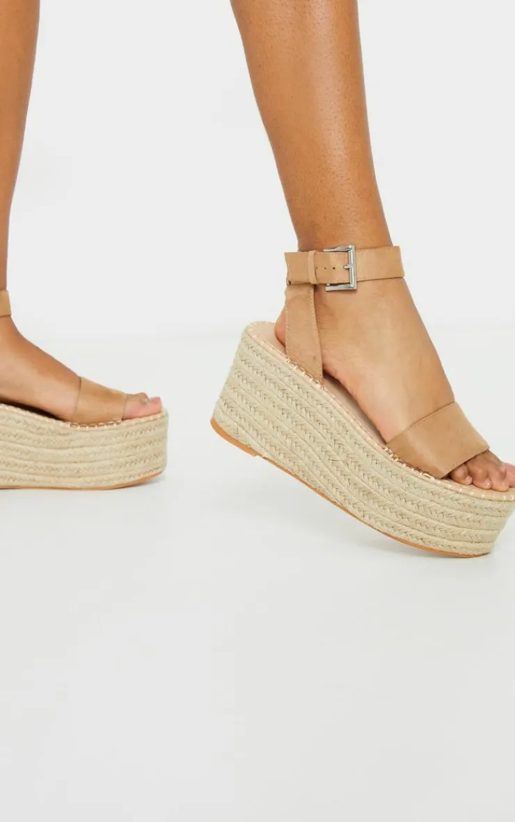 PrettyLittleThing Flatform Sandals*Buckle Ankle Strap Flatform Espadrille Sandal