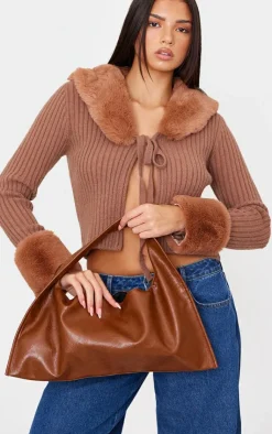 PrettyLittleThing Shoulder Bags*Crinkle PU Recgular Slouch Shoulder Bag