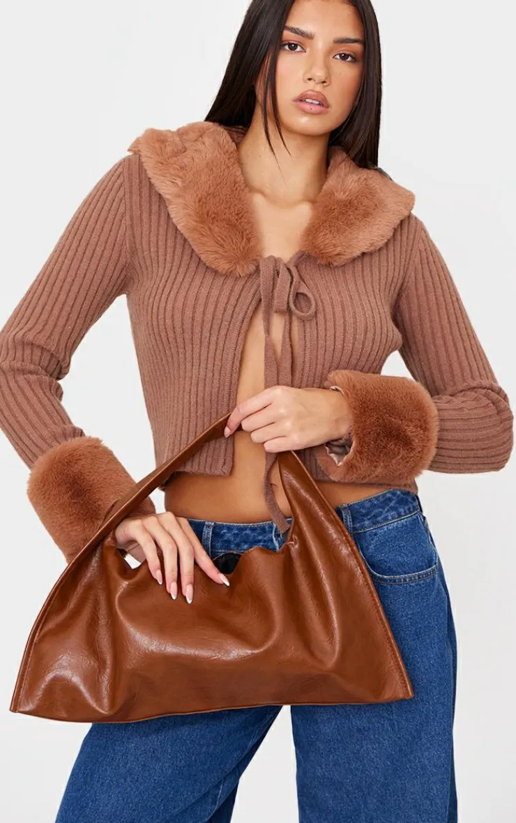 PrettyLittleThing Shoulder Bags*Crinkle PU Recgular Slouch Shoulder Bag