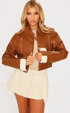PrettyLittleThing Aviator Jackets*Cropped Zipped Detail Aviator