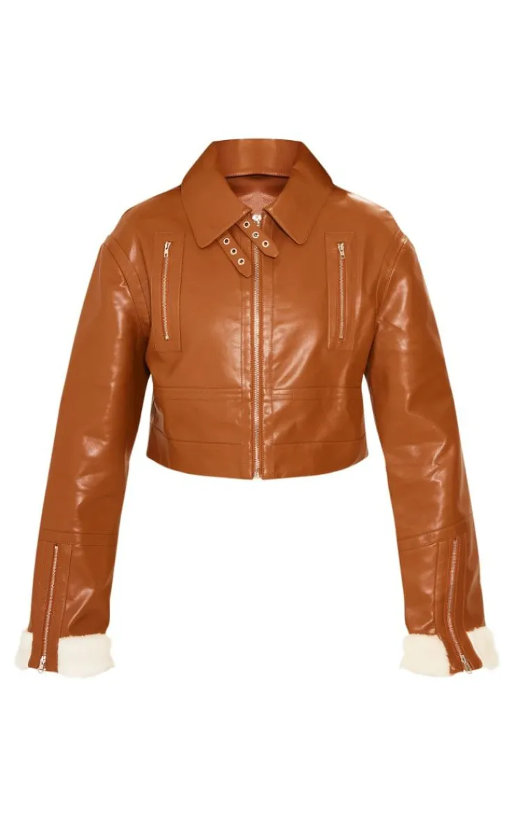 PrettyLittleThing Aviator Jackets*Cropped Zipped Detail Aviator