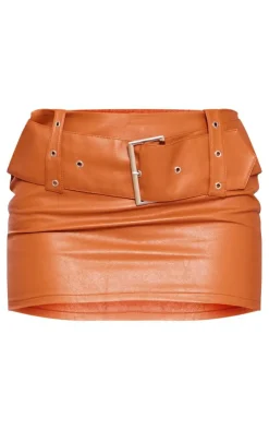 Faux Leather Belted Low Rise Micro Mini Skirt-PrettyLittleThing Hot