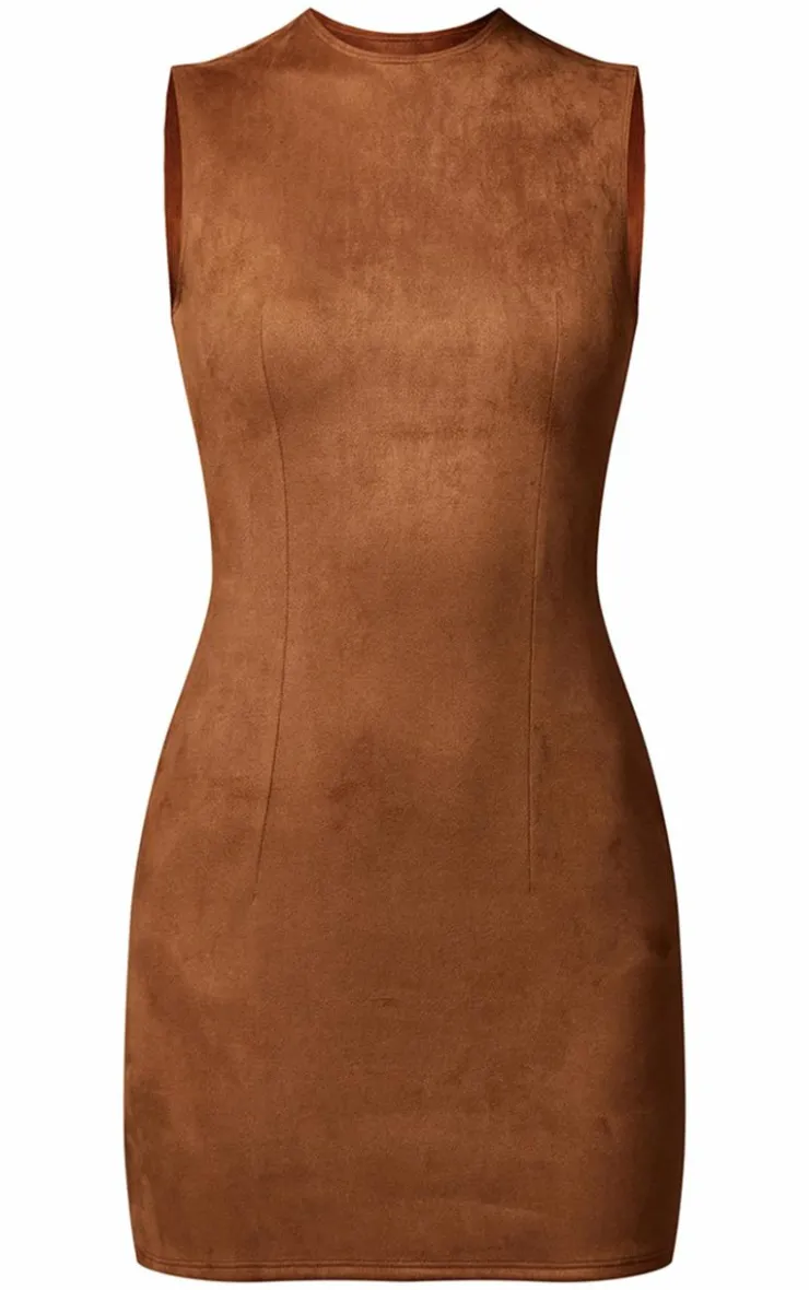 Faux Suede Bodycon Dress-PrettyLittleThing Online