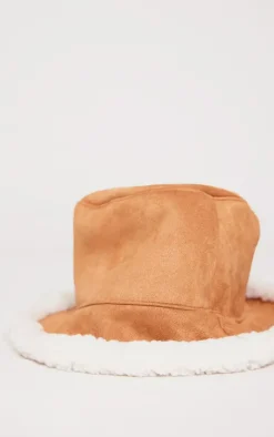 PrettyLittleThing Hats*Faux Suede Borg Trim Bucket Hat