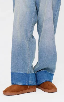 PrettyLittleThing Ankle Boots*Faux Suede Round Toe Rigged Sole Ankle Boots