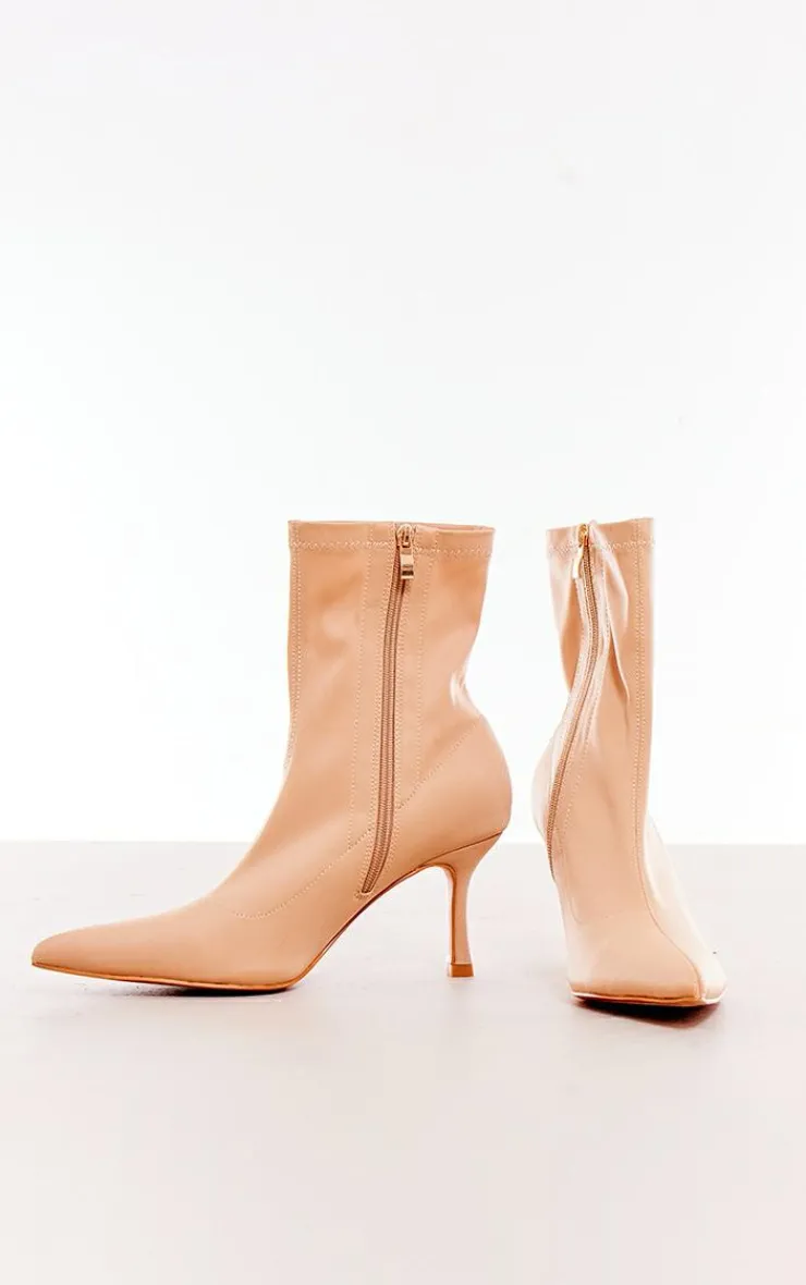PrettyLittleThing Heeled Boots*Point Toe Low Heeled Ankle Sock Boots