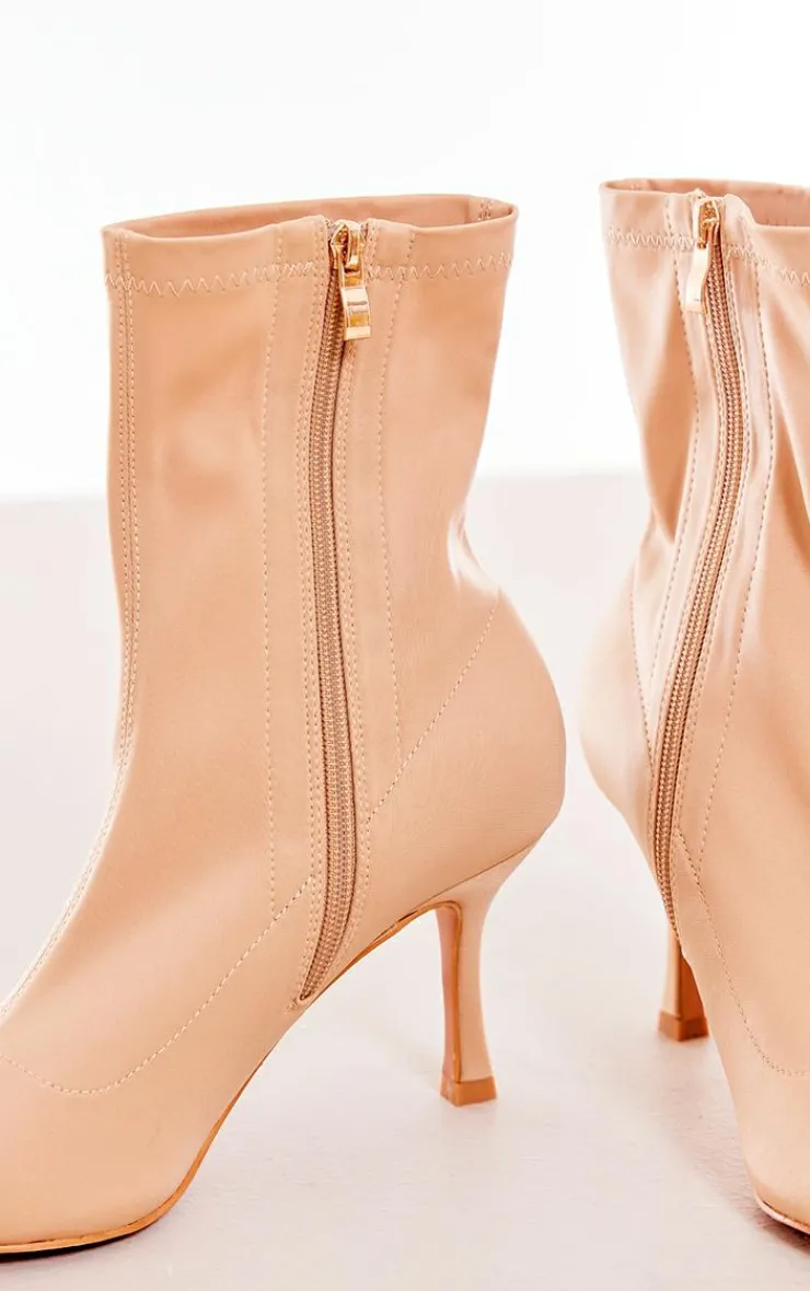 PrettyLittleThing Heeled Boots*Point Toe Low Heeled Ankle Sock Boots