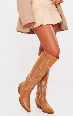 PrettyLittleThing Knee High Boots*PU Point Toe Western Knee High Boots