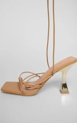 PrettyLittleThing Mid Heels*PU Square Toe Strappy Lace Up Heeled Sandals