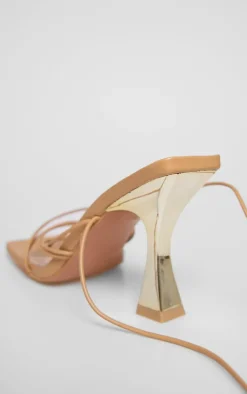 PrettyLittleThing Mid Heels*PU Square Toe Strappy Lace Up Heeled Sandals