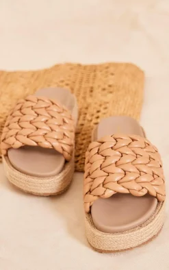 PrettyLittleThing Espadrilles*Pu Woven Round Toe Platform Chunky Espadrille Sandals