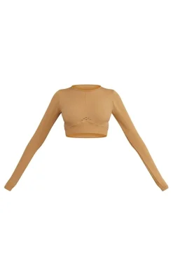 PrettyLittleThing Workout Tops*Sport Seamless Dipped Front Long Sleeve Crop Top