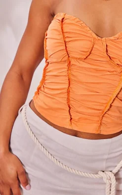PrettyLittleThing Corsets*Exposed Seam Stitch Detail Woven Pleated Crop Corset